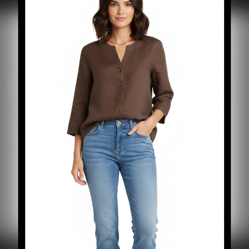 Eileen Fisher linen blend shirt size xs